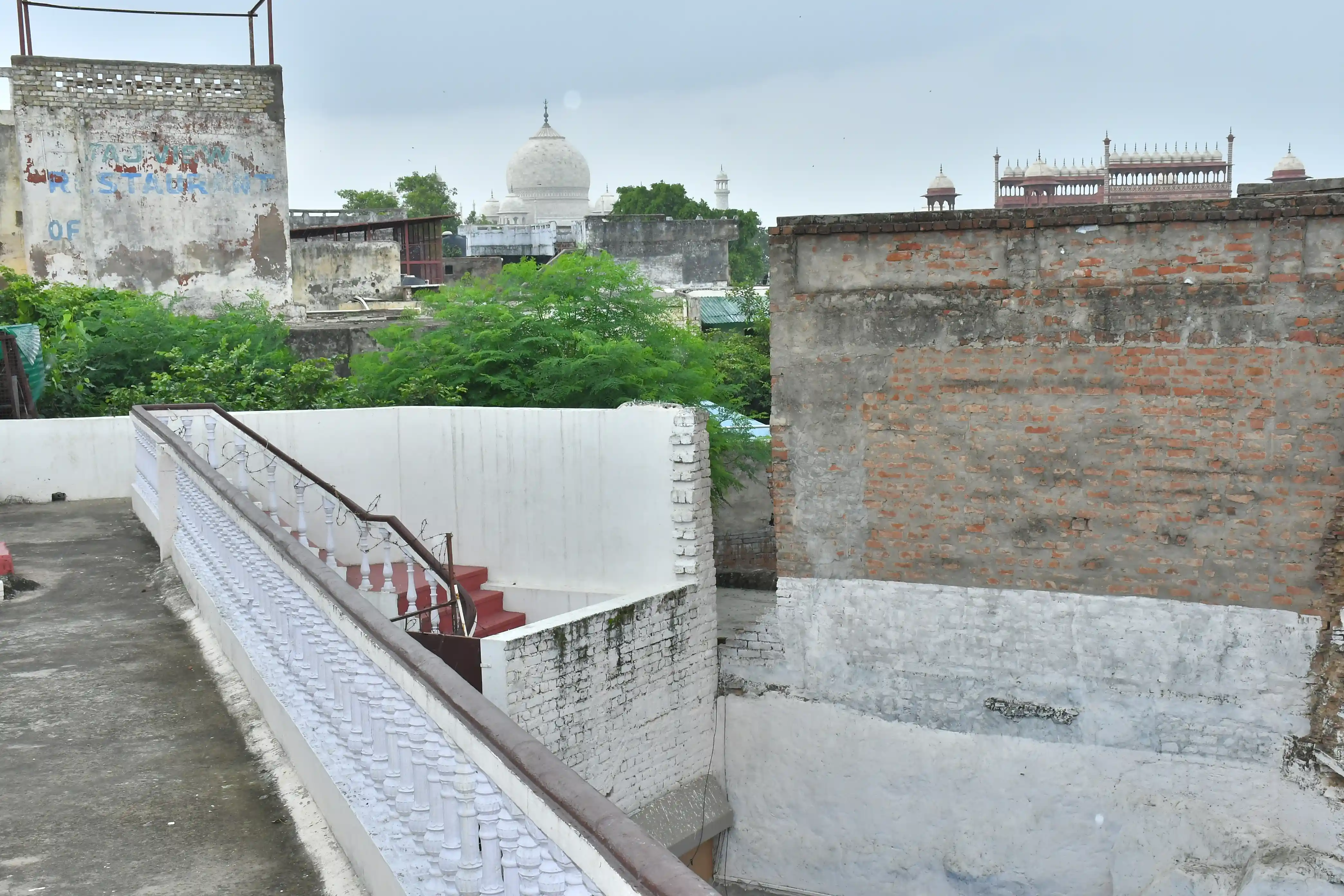 View of the Taj Mahal marble domes from Hotel Sidhartha